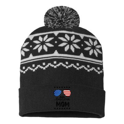 All American Mom 4th Of July Family Matching USA-Made Snowflake Beanie