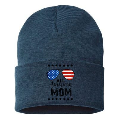 All American Mom 4th Of July Family Matching Sustainable Knit Beanie