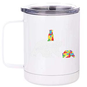 Autism Awareness Mama Bear Autistic Awareness Mom Gift 12 oz Stainless Steel Tumbler Cup