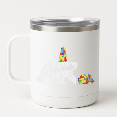 Autism Awareness Mama Bear Autistic Awareness Mom Gift 12 oz Stainless Steel Tumbler Cup