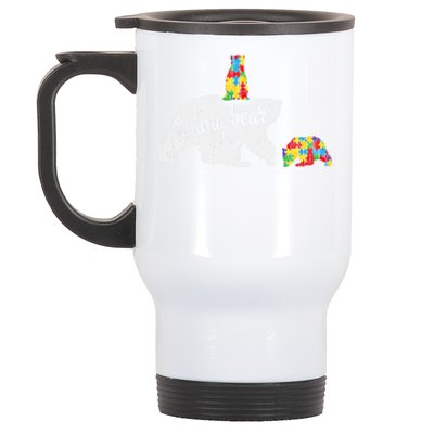 Autism Awareness Mama Bear Autistic Awareness Mom Gift Stainless Steel Travel Mug