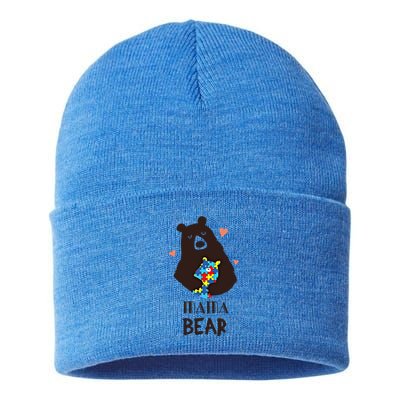 Autism Awareness Mama Bear Mom Gift Sustainable Knit Beanie