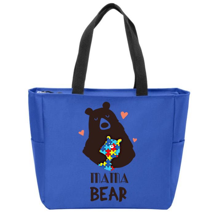 Autism Awareness Mama Bear Mom Gift Zip Tote Bag