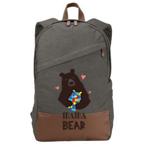 Autism Awareness Mama Bear Mom Gift Cotton Canvas Backpack