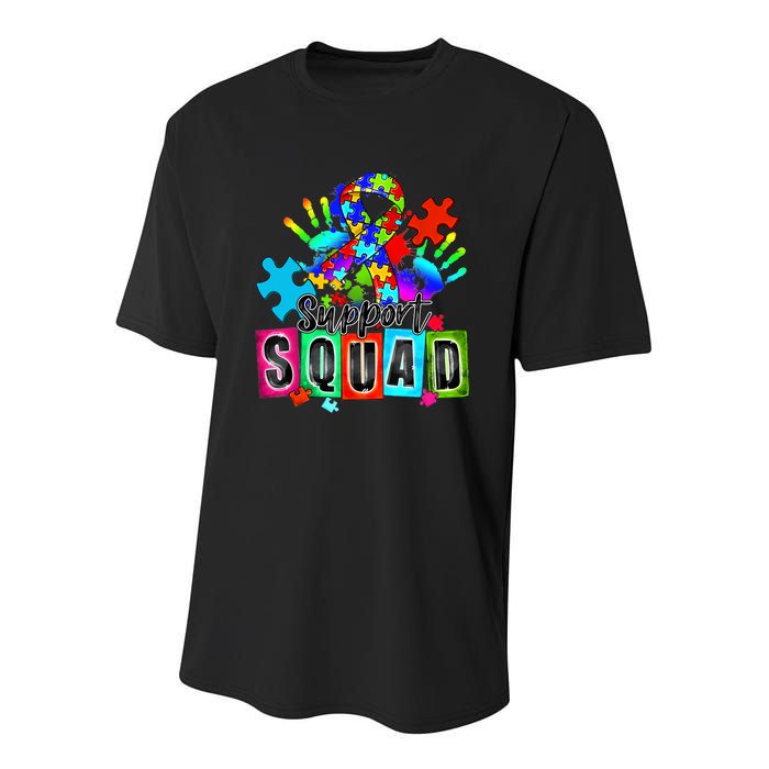 Autism Awareness Month Ribbon Support Squad Youth Performance Sprint T-Shirt