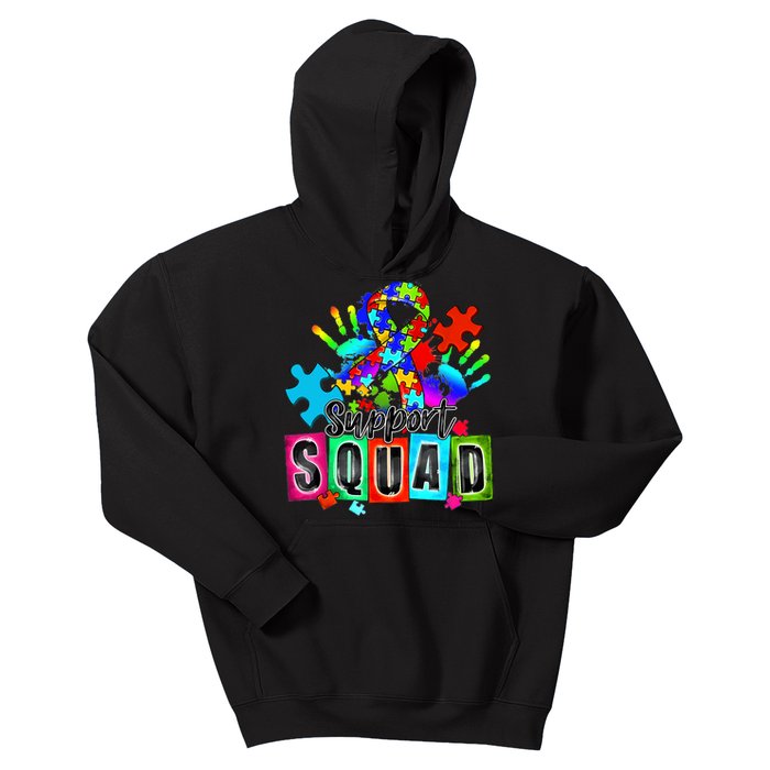 Autism Awareness Month Ribbon Support Squad Kids Hoodie