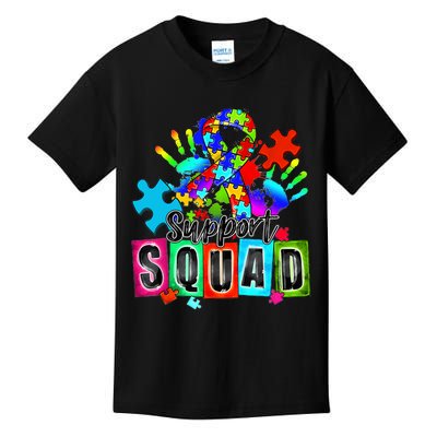 Autism Awareness Month Ribbon Support Squad Kids T-Shirt