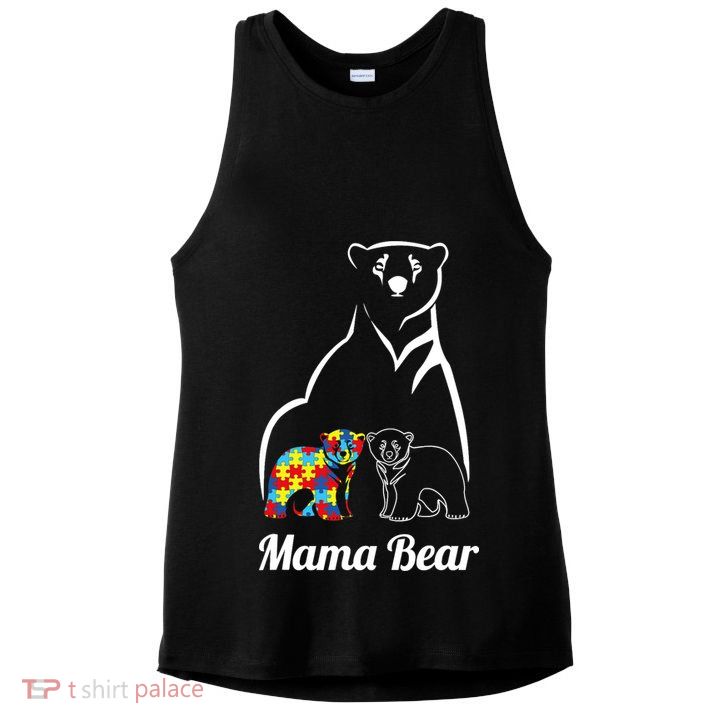 Autism Awareness Mama Bear Mom Autistic Child Ladies PosiCharge Tri-Blend Wicking Tank