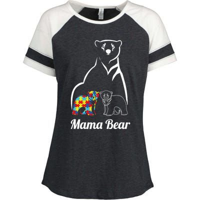 Autism Awareness Mama Bear Mom Autistic Child Enza Ladies Jersey Colorblock Tee