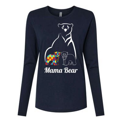 Autism Awareness Mama Bear Mom Autistic Child Womens Cotton Relaxed Long Sleeve T-Shirt