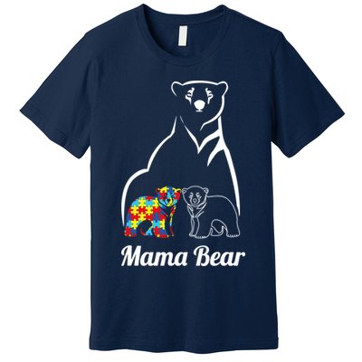 Autism Awareness Mama Bear Mom Autistic Child Premium T-Shirt