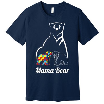 Autism Awareness Mama Bear Mom Autistic Child Premium T-Shirt