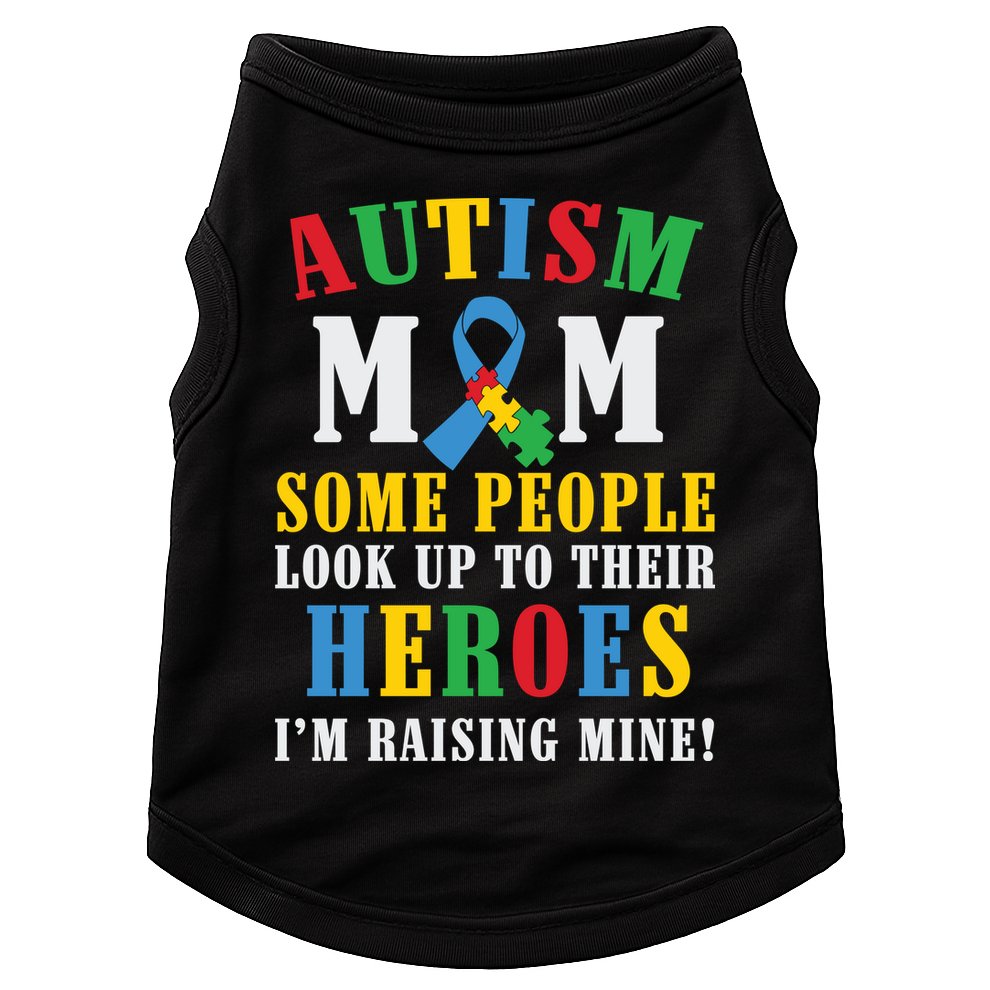 Autism Awareness Month Autism Mom Puzzle Ribbon Son Is My Hero Mother'sDay Doggie Tank