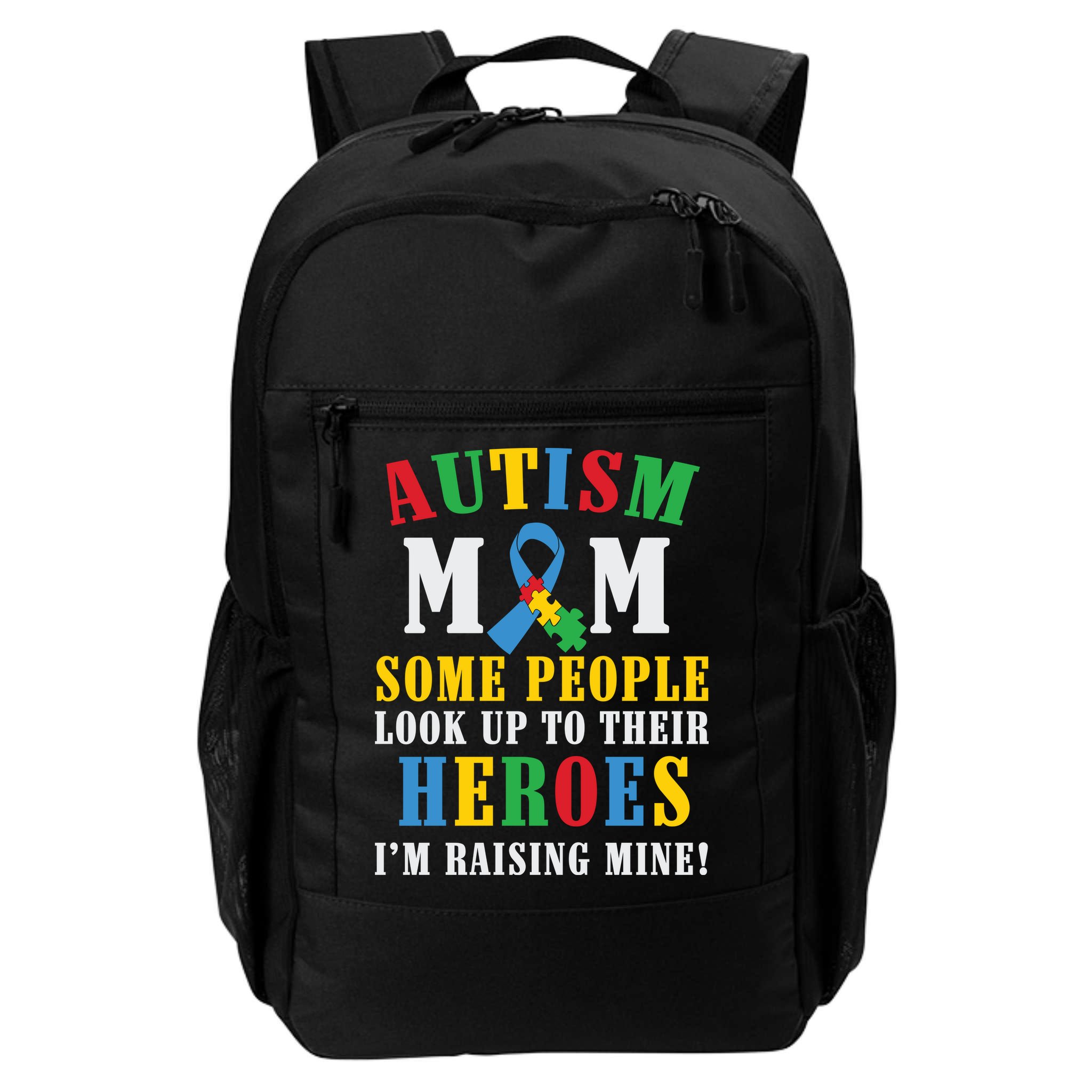 Autism Awareness Month Autism Mom Puzzle Ribbon Son Is My Hero Mother'sDay Backpack