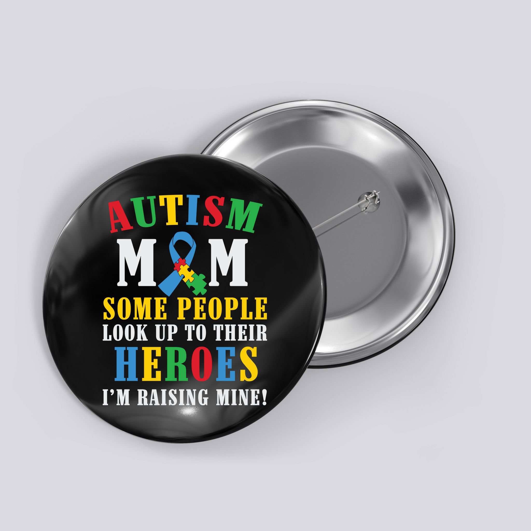 Autism Awareness Month Autism Mom Puzzle Ribbon Son Is My Hero Mother'sDay Button