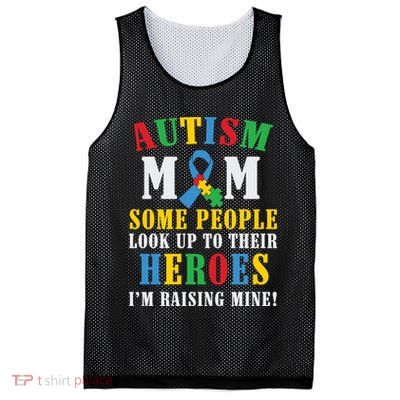Autism Awareness Month Autism Mom Puzzle Ribbon Son Is My Hero Mother'sDay Mesh Reversible Basketball Jersey Tank