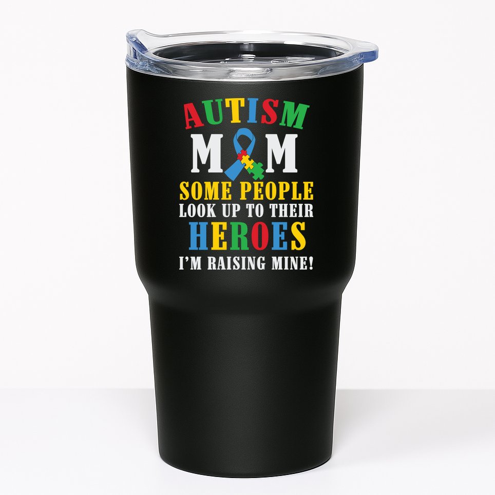 Autism Awareness Month Autism Mom Puzzle Ribbon Son Is My Hero Mother'sDay Tumbler
