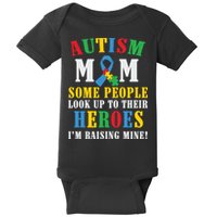 Autism Awareness Month Autism Mom Puzzle Ribbon Son Is My Hero Mother'sDay Baby Bodysuit