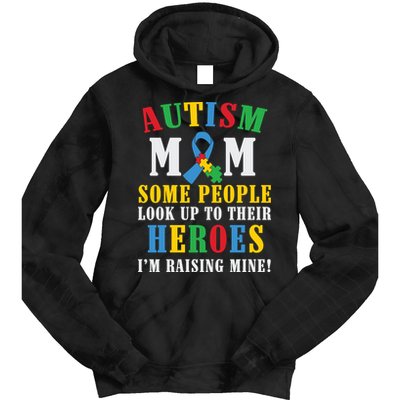 Autism Awareness Month Autism Mom Puzzle Ribbon Son Is My Hero Mother'sDay Tie Dye Hoodie