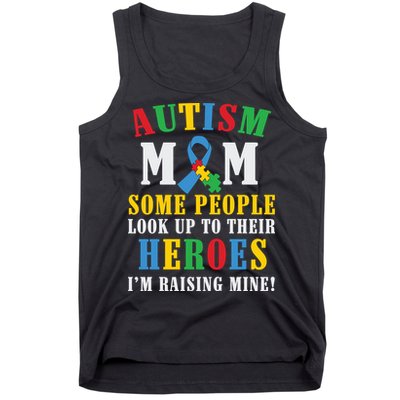 Autism Awareness Month Autism Mom Puzzle Ribbon Son Is My Hero Mother'sDay Tank Top