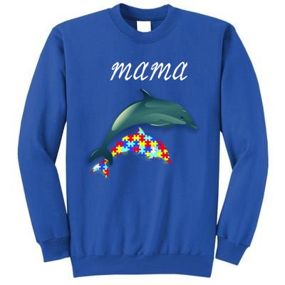 Autism Awareness Mama Dolphin Autism Mom Funny Gift Tall Sweatshirt