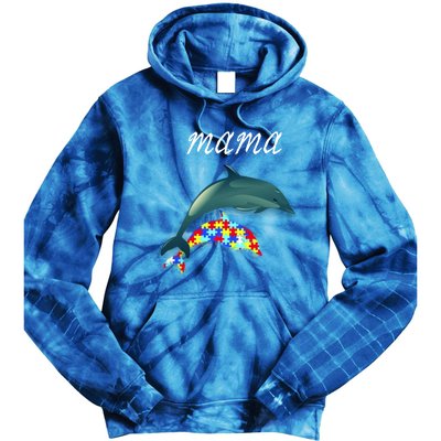 Autism Awareness Mama Dolphin Autism Mom Funny Gift Tie Dye Hoodie