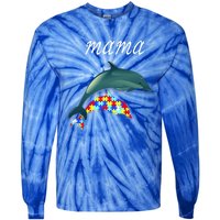 Autism Awareness Mama Dolphin Autism Mom Funny Gift Tie-Dye Long Sleeve Shirt