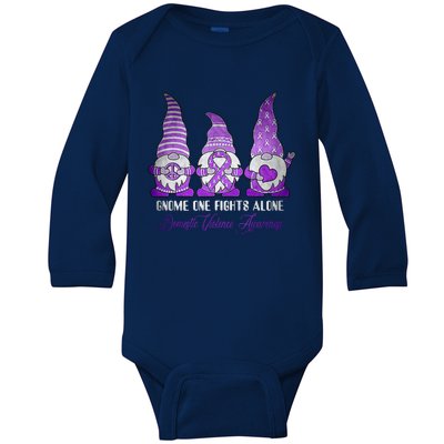 AlzheimerS Awareness Month Ribbon Gnomies Design Cool Gift Baby Long Sleeve Bodysuit