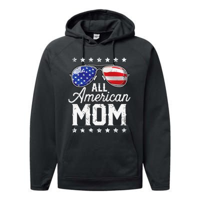 All American Mom 4th of July Mother's Day Sunglasses Family Performance Fleece Hoodie