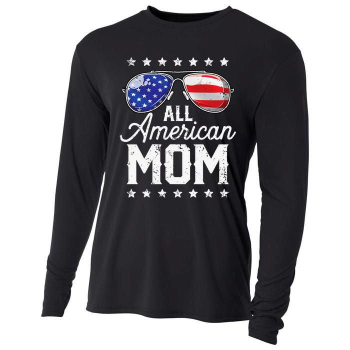 All American Mom 4th of July Mother's Day Sunglasses Family Cooling Performance Long Sleeve Crew