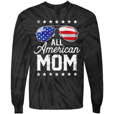 All American Mom 4th of July Mother's Day Sunglasses Family Tie-Dye Long Sleeve Shirt