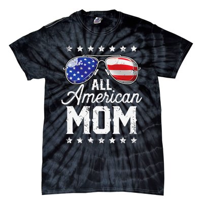 All American Mom 4th of July Mother's Day Sunglasses Family Tie-Dye T-Shirt