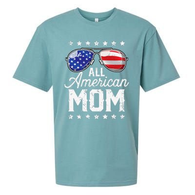 All American Mom 4th of July Mother's Day Sunglasses Family Sueded Cloud Jersey T-Shirt