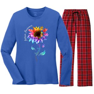 Autism Awareness Mom Choose Kind Autism Funny Gift Women's Long Sleeve Flannel Pajama Set 