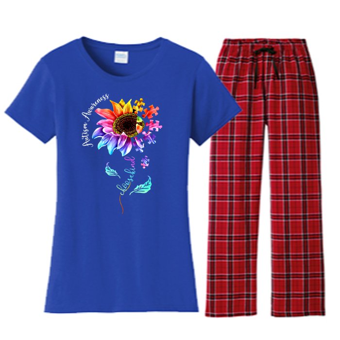 Autism Awareness Mom Choose Kind Autism Funny Gift Women's Flannel Pajama Set