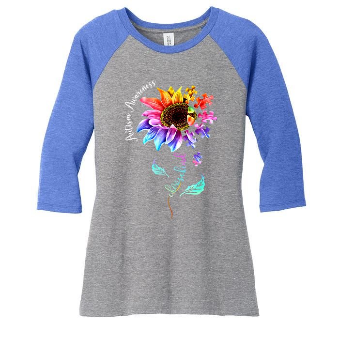 Autism Awareness Mom Choose Kind Autism Funny Gift Women's Tri-Blend 3/4-Sleeve Raglan Shirt