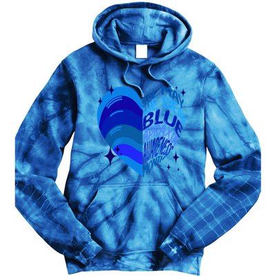 Apraxia Awareness Month In May We Wear Blue Ribbon Heart Funny Gift Tie Dye Hoodie