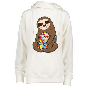 Autism Awareness Mama Sloth Mom Love Autistic Gift Womens Funnel Neck Pullover Hood