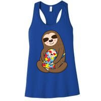 Autism Awareness Mama Sloth Mom Love Autistic Gift Women's Racerback Tank