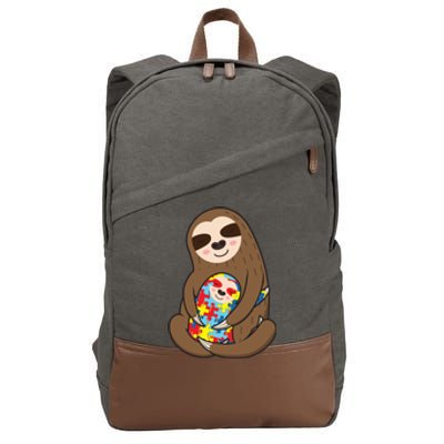 Autism Awareness Mama Sloth Mom Love Autistic Gift Cotton Canvas Backpack