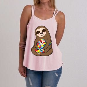 Autism Awareness Mama Sloth Mom Love Autistic Gift Women's Strappy Tank