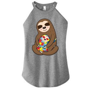 Autism Awareness Mama Sloth Mom Love Autistic Gift Women's Perfect Tri Rocker Tank