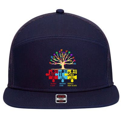 Autism Awareness Month Table Of Elements 7 Panel Mesh Trucker Snapback Hat