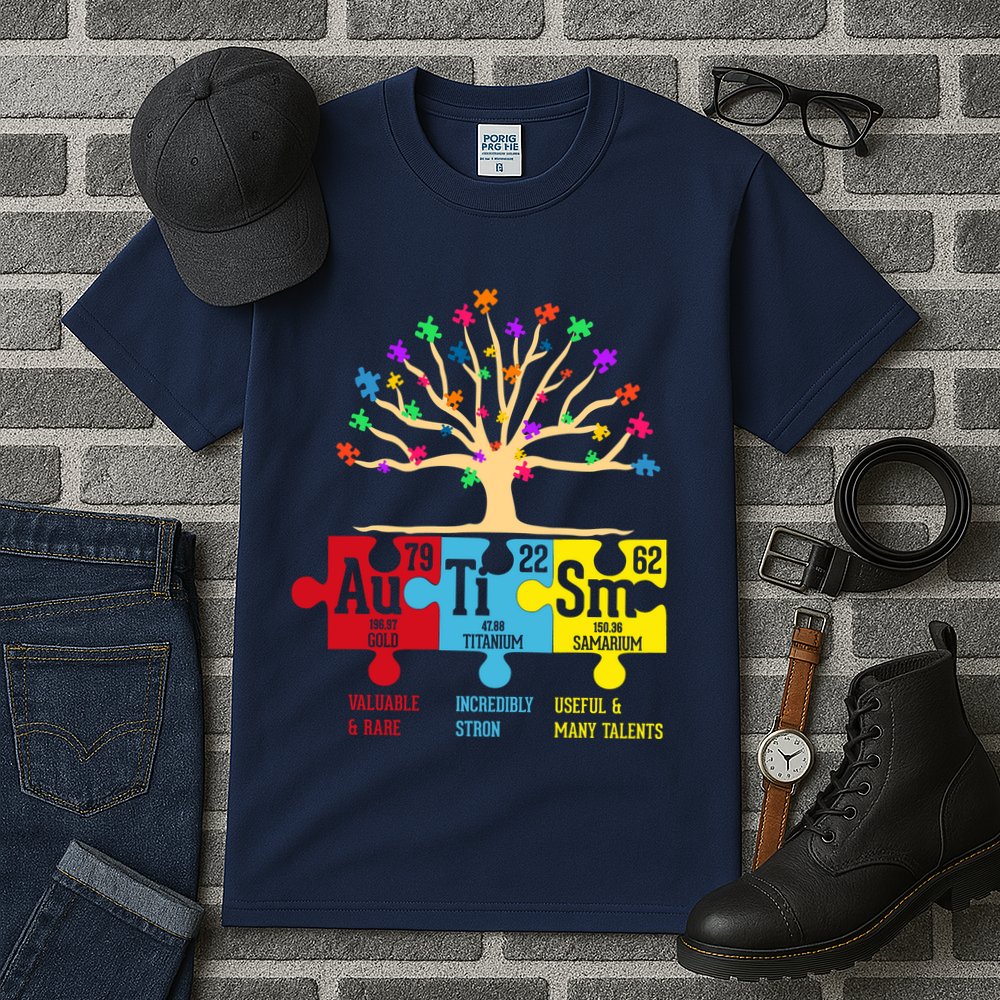 Autism Awareness Month Table Of Elements Tall T-Shirt