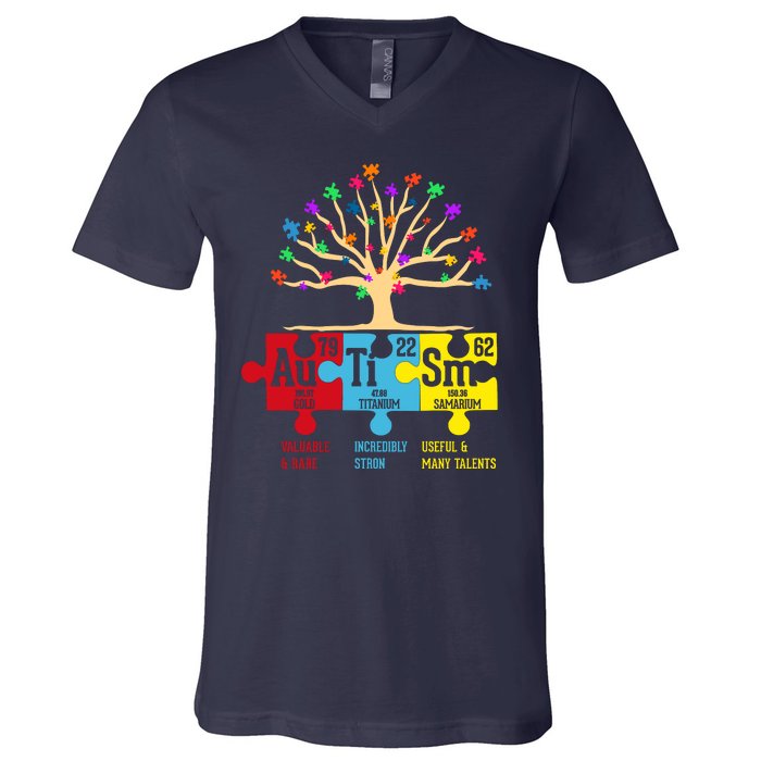 Autism Awareness Month Table Of Elements V-Neck T-Shirt