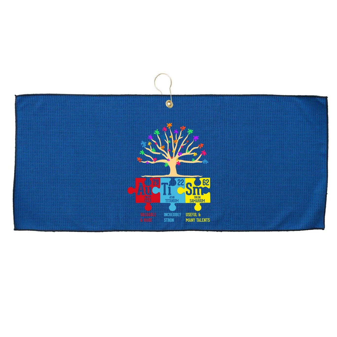 Autism Awareness Month Table Of Elements Large Microfiber Waffle Golf Towel