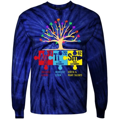 Autism Awareness Month Table Of Elements Tie-Dye Long Sleeve Shirt