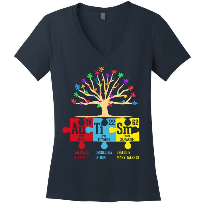 Autism Awareness Month Table Of Elements Women's V-Neck T-Shirt
