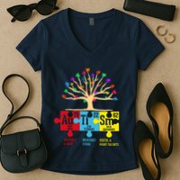 Autism Awareness Month Table Of Elements Women's V-Neck T-Shirt