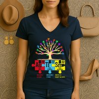 Autism Awareness Month Table Of Elements Women's V-Neck T-Shirt